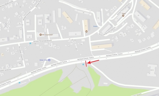 Схема рекламной плоскости по адресу Телиги О.ул., от ул. Фрунзе в сторону ст.метро "Дорогожичи", напротив АЗС