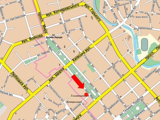 Схема рекламной плоскости по адресу проспект Мира, 32, пиццерия "Маркони" (сторона А)