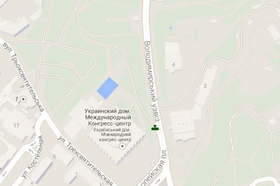 Схема рекламної площини за адресою Володимирський узвіз, (зелена зона) №1 (№1 )