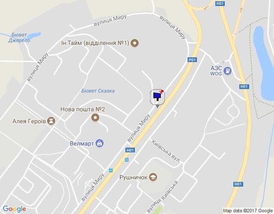 Схема рекламной плоскости по адресу м. Обухів, вул.. Київська, 121  (в''їзд в Обухів з Києва)