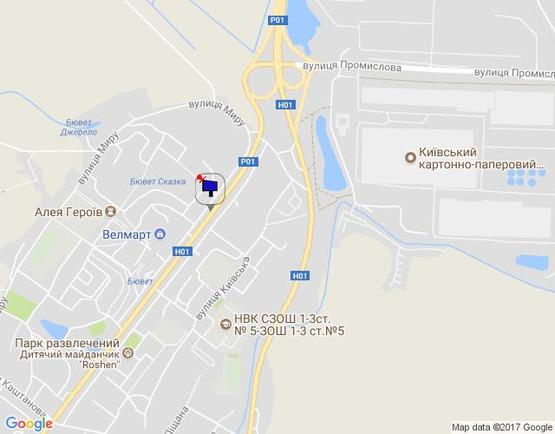 Схема рекламной плоскости по адресу м. Обухів, вул..Київська, 117