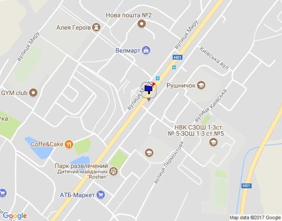 Схема рекламной плоскости по адресу м. Обухів, вул. Київська, 164 (на світлофорі)