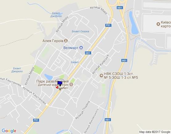 Схема рекламной плоскости по адресу м. Обухів, вул.Київська, 148,  навпроти ТЦ Магніт