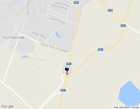 Схема рекламной плоскости по адресу м. Обухів, вул. Жовтнева - Н-01 Київ-Знамянка;  Розвязка на Кагарлик