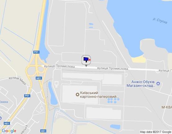 Схема рекламной плоскости по адресу м. Обухів, вул.Промислова, 1, навпроти Київського картонно-паперового комбінату;