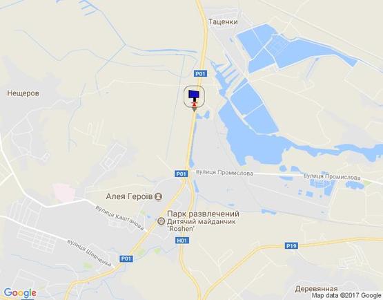 Схема рекламной плоскости по адресу км. 42+100 праворуч(Н-01 Київ-Знамянка); Перед поворотом до ТОВ Інтерфом