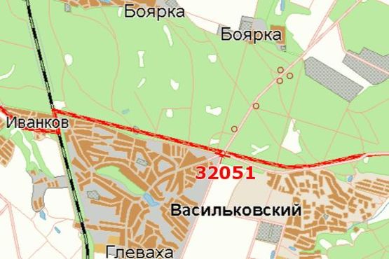 Схема рекламной плоскости по адресу Київ - Одеса, 14км+600м до  Києва (поворот на Васильків) (в напр. Києва)