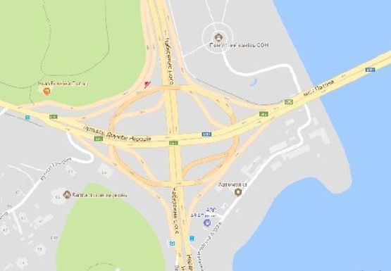 Схема рекламной плоскости по адресу Наводницкий путепровод съезд на Дружбы Народов бул.