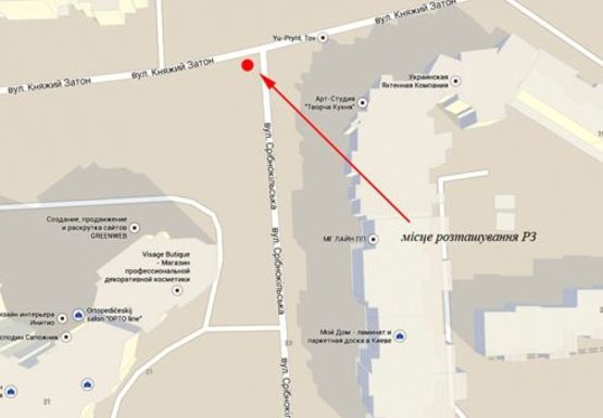 Схема рекламной плоскости по адресу Княжий Затон ул. - Срибнокильская ул.