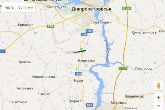 Схема рекламной плоскости по адресу Дніпро - Запоріжжя (25 км. від Дніпра, в напр. Запоріжжя)