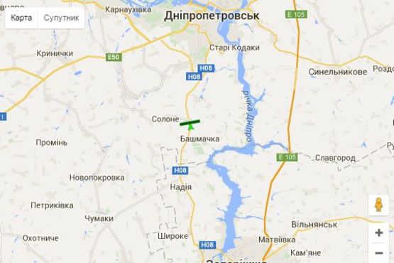 Схема рекламной плоскости по адресу Дніпро - Запоріжжя (25 км. до Дніпра)