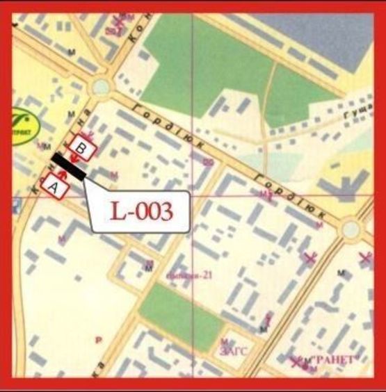 Схема рекламной плоскости по адресу вул. Конякіна, 11 (поворот на вулицю Федорова, навпроти оптова продовольча база "Агроконтракт")