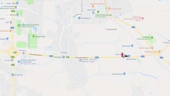 Схема рекламной плоскости по адресу Кільцева дорога, ( маг. Леокераміка, з-ка Окко) до стадіону Арена-Львів,  (Пасіки-Зубрицьки)