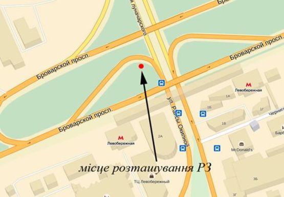 Схема рекламної площини за адресою Броварской пр.