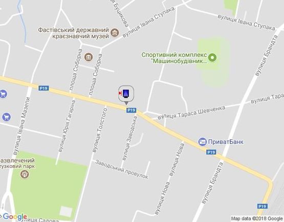 Схема рекламной плоскости по адресу г.Фастов, перекресток ул.Льва Толстого и Соборной, 18