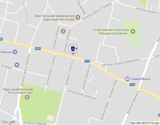 Схема рекламной плоскости по адресу г.Фастов,  перекресток ул.Льва Толстого и Соборной, 18