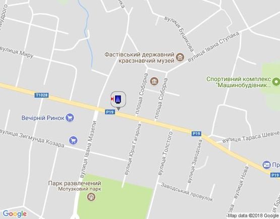 Схема рекламної площини за адресою г.Фастов, перекресток ул. Интернациональной и ул. Соборной