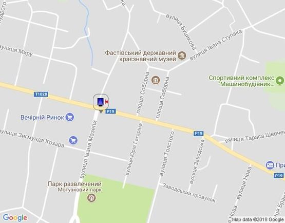 Схема рекламної площини за адресою г.Фастов, перекресток ул Соборная и Интернациональная