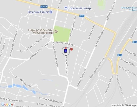 Схема рекламної площини за адресою г.Фастов, ул.Льва Толстого, 28, ЦРЛ