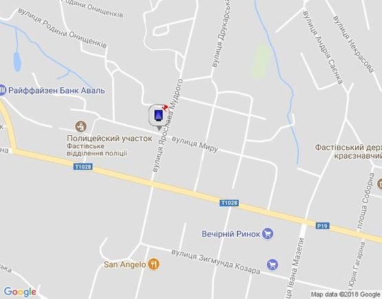 Схема рекламной плоскости по адресу г.Фастов, перекресток ул.Червоноармейской и Куйбышева, 36