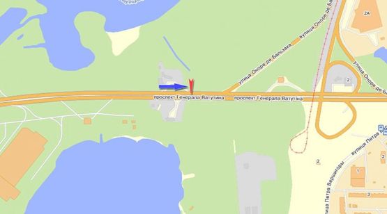 Схема рекламної площини за адресою Ватутина пр-т 100 м от выезда с ул. Бальзака, от Московского моста