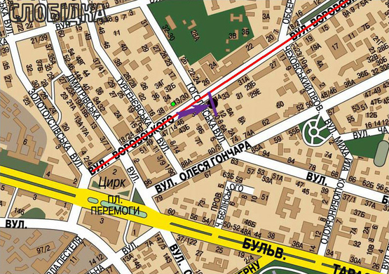 Схема рекламної площини за адресою вул. Бульварно-Кудрявская / вул. Гоголtвськаz в напрявлении Львовськойї пл.