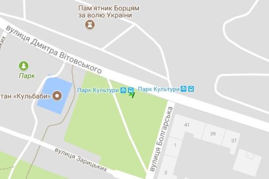 Схема рекламної площини за адресою Вітовського вул., парк Культури