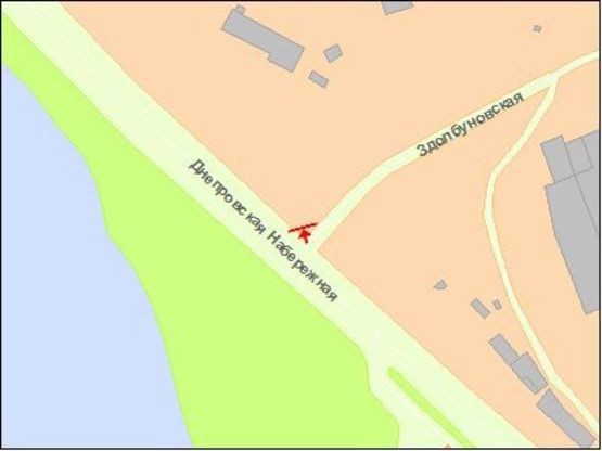 Схема рекламної площини за адресою Днепрoвская набережная - Здoлбунoвская ул.