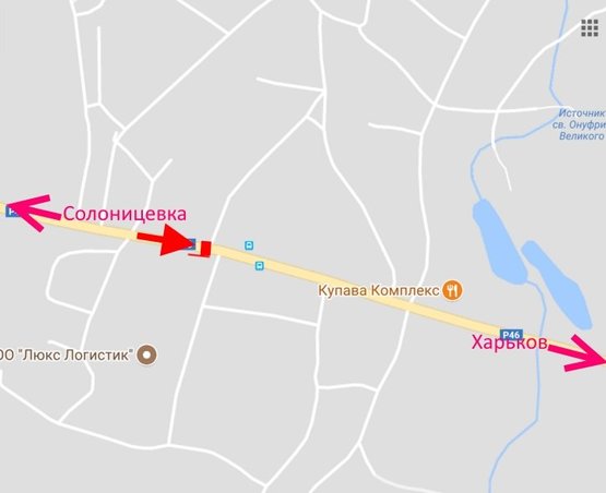 Схема рекламної площини за адресою пос. Подворки-возле завода Акваизол- в ст. Харькова