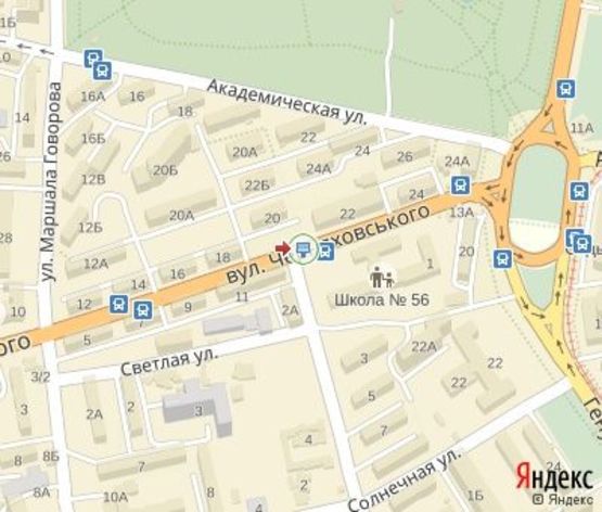 Схема рекламной плоскости по адресу Черняховского ул. - Тенистая ул. (200 м. до пл. "10-го апреля")