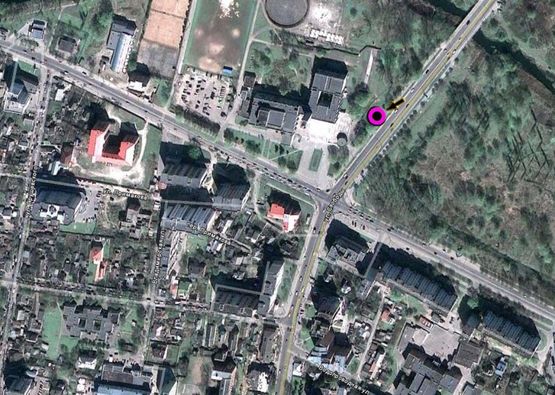 Схема рекламной плоскости по адресу вул.Свобод - вул.Прибужзкая (палац творчості). неподалік: банк "Ексим", палац творчості, елітна новобудова (центр)