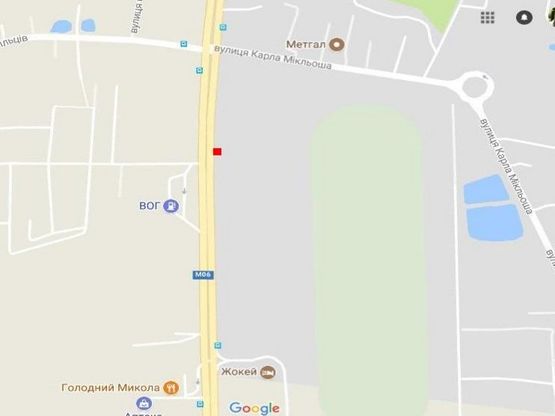 Схема рекламной плоскости по адресу вул.Стрийська, біля автовокзалу, поворот на Сокільники, з центру