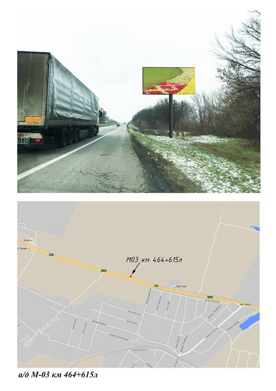 Схема рекламної площини за адресою Киев-Харьков км 464+616