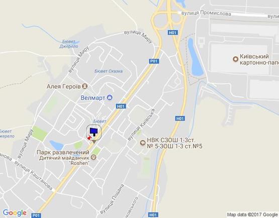 Схема рекламной плоскости по адресу м. Обухів, вул.. Київська, 144 (біля дитячого майданчика "Рошен")