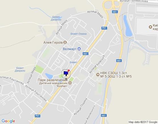 Схема рекламной плоскости по адресу м. Обухів, вул.Київська, за банком "Аваль", навпроти озера