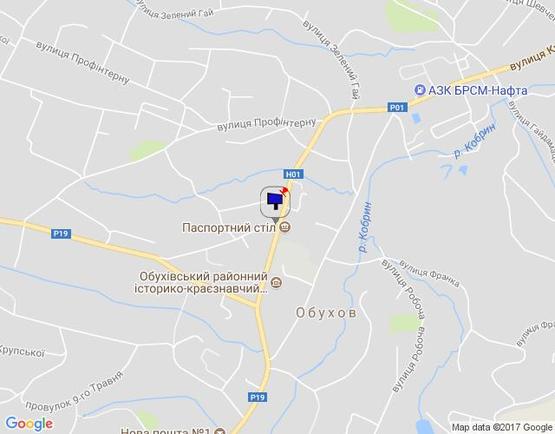 Схема рекламной плоскости по адресу м. Обухів,км. вул..Київська, 5 (навпроти Обухівського райвідділу міліції)