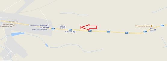 Схема рекламної площини за адресою М 11 Львів-Шегині, км 76+900, ліворуч