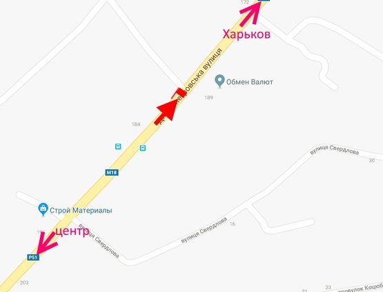 Схема рекламной плоскости по адресу Мерефа-ул. Днепровская-пер. Гоголя-в ст Харькова