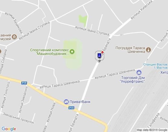 Схема рекламной плоскости по адресу г.Фастов, перекресток  ул.Орджоникидзе и Шевченко, 31