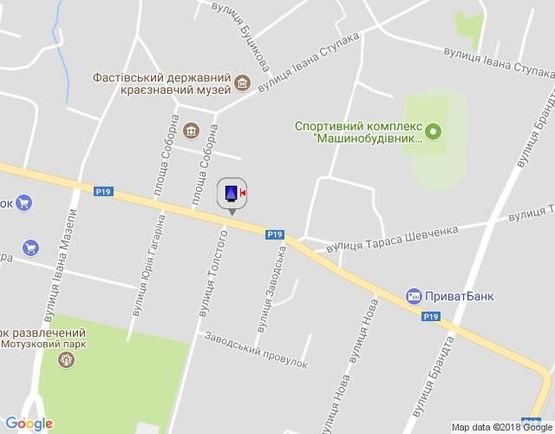 Схема рекламной плоскости по адресу г.Фастов,  перекресток ул.Льва Толстого и Соборной, 18