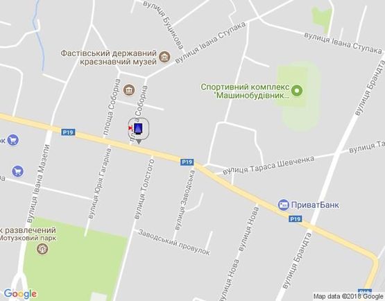 Схема рекламной плоскости по адресу г.Фастов, перекресток ул.Льва Толстого и Соборной, 18