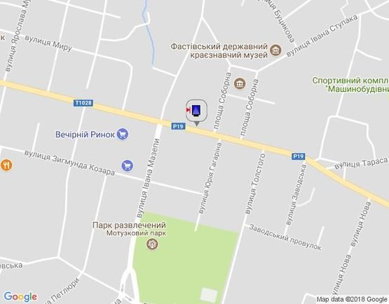 Схема рекламної площини за адресою г.Фастов, перекресток ул. Интернациональной и ул. Соборной