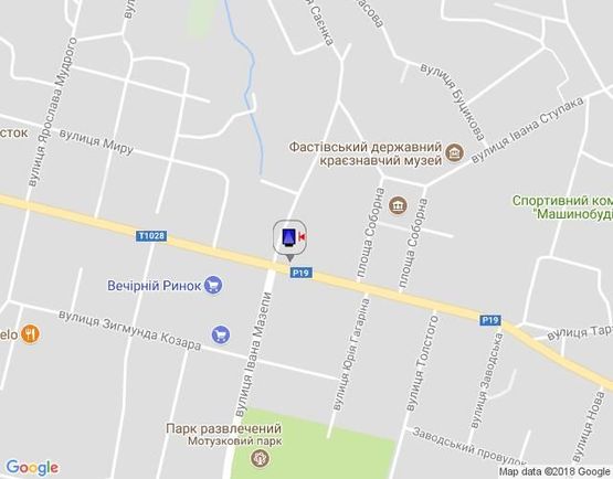 Схема рекламної площини за адресою г.Фастов, перекресток ул. Интернациональной и ул. Соборной