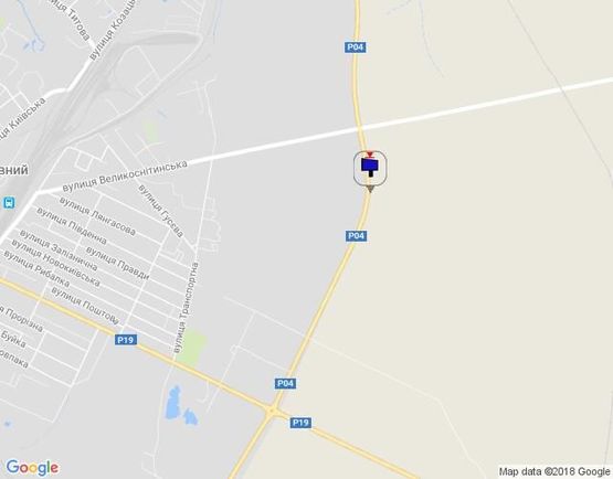 Схема рекламной плоскости по адресу г.Фастов Окружная дорога  между ул.Великоснитынская и ул.Якубовского. 400 м за перекрестка с ул. Великоснитынской