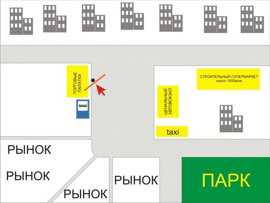 Схема рекламной плоскости по адресу вул.Б.Хмельницького (Автовокзал). неподалік:  (центр)