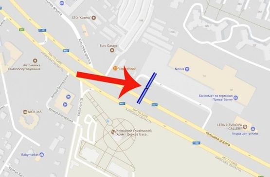 Схема рекламной плоскости по адресу Окружная 12/ Лерой Мерлин,супермаркет Новус (В) правый (напр.к Одесской пл)