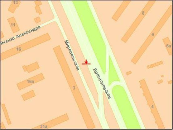 Схема рекламной плоскости по адресу Братиславская ул. - Бoйченкo ул.