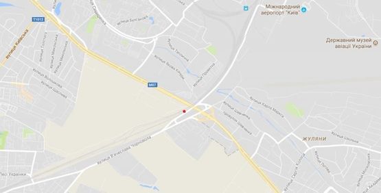 Схема рекламної площини за адресою Воздухофлотский просп., под Жулянским мостом в сторону ул.Чорновола(г.Вишневое) справа