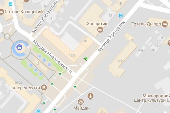 Схема рекламной плоскости по адресу Хрещатик вул., 18 (вихід із підземного переходу, магазин "Юнітрейд")  (№1)