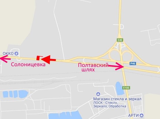 Схема рекламной плоскости по адресу ул.Залютинская -развязка с окружной-2- выезд из города в ст. Солоницевки